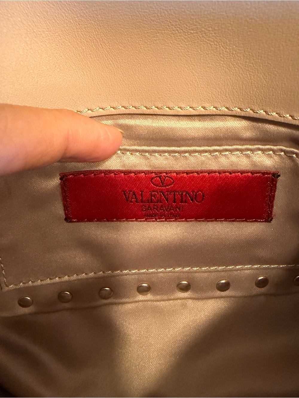 Valentino Mini Rockstud Leather Crossbody in Pale Pink with Gold Studs - Picture 12 of 14